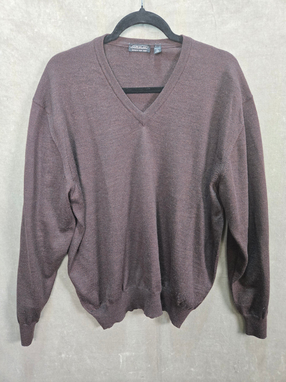Piattelli Barneys New York Mens Brown 100% Wool V Neck Sweater Size XL