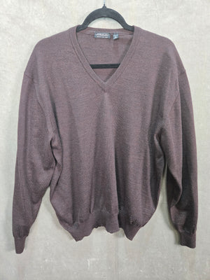 Piattelli Barneys New York Mens Brown 100% Wool V Neck Sweater Size XL 1