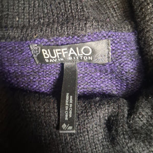 Buffalo Women Sweater Black Purple Stripe Cowl Neck Size M Pullover Used 3