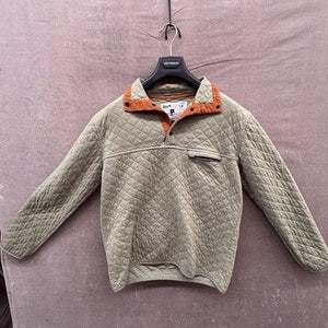 Rock Monkey Outfitters Pullover Mens Medium Green Quilted Quarter Snap Cotton 1