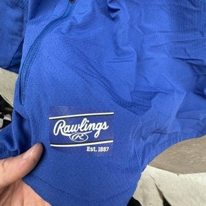 Rawlings Pullover Jacket Mens Large Blue Hooded Quarter Zip DC Logo Windbreaker 4