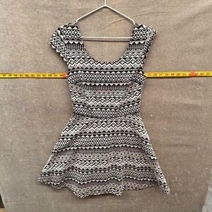 Mossimo Supply Co Dress Womens Small Black White Skater Fit & Flare Aztec Print 2