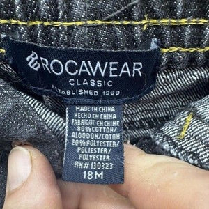 Rocawear Baby Jeans 18M Boys Black Denim Pants Stretch Yellow Stitch Classic 4