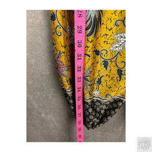 Hand Made Vibrant Yellow Floral Pattern Loose Fit Harem Pants One Size Used Draw 5