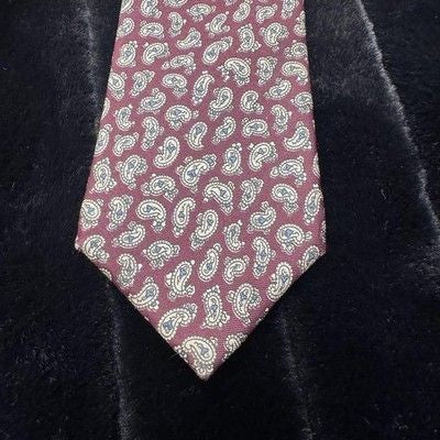 Vintage Paisley Silk Tie Burgundy Blue White Pre-Owned Classic Necktie 90s