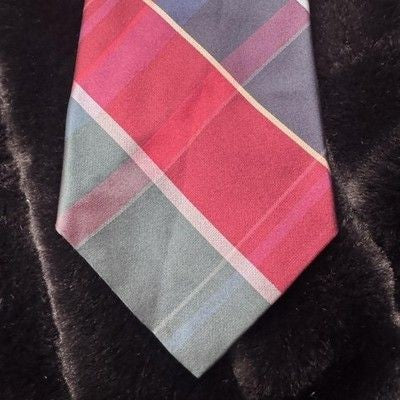 Countess Mara Tie Mens Plaid Pattern Classic Neckwear Pre-Owned Good