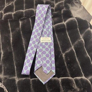 Robert Talbott Tie Mens Blue Purple Silk Medallion Print Hand Sewn Italy USA 3