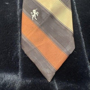 Bronzini Mens Brown Tan Orange Striped Polyester Necktie Pre-Owned Good Conditio 2