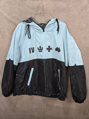 For King + Country Unisex Light Blue Black Hooded Windbreaker Jacket M 1