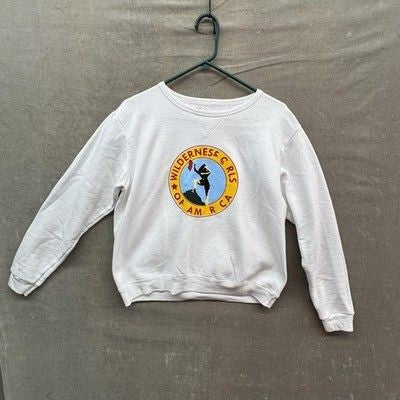 Hanes Sweatshirt Womens Medium White Wilderness Girls Graphic Crewneck Pullover