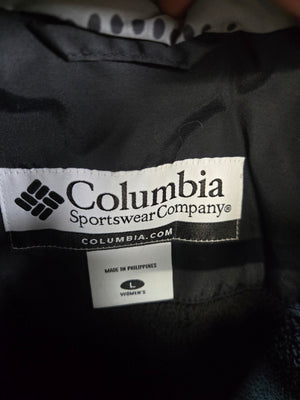 Columbia Women's Black White Hooded Fleece Lined Puffer Jacket Size L 2