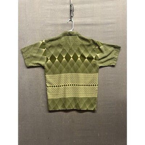 Mens Shirt Green Geometric Pattern Short Sleeve Button Up Pre-Owned Excellent 4