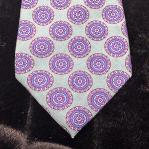 Robert Talbott Tie Mens Blue Purple Silk Medallion Print Hand Sewn Italy USA 5