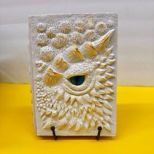3D Dragon Eye Journal White Gold Fantasy Grimoire Hardcover Notebook Pre-Owned 1