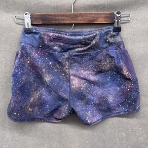 Athleta Girl Record Breaker 3" Shorts Girls Small 7 Running Pocket Galaxy Print 3