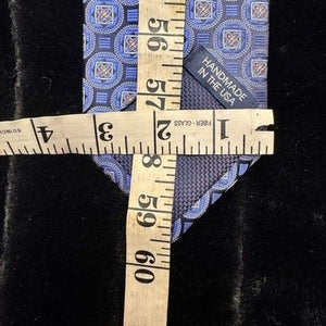 Cremieux Tie Mens Classic Blue Geometric Silk Handmade In USA Luxury Necktie 1