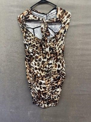 Haute Hippie Dress Womens Medium Cheetah Animal Print Ruched Bodycon Tie Back 2