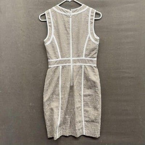 Calvin Klein Dress Womens Small Sleeveless Sheath Textured Trim Fitted Career Us 2