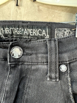 Heritage America Jeans Black Distressed Skinny Side Stripe W34 L33 Good 5