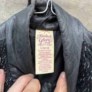 Faded Glory Jacket Girls Large 10-12 Black Faux Fur Beaded Zip Dressy Holiday 4