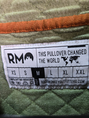 RM Green/Orange Button Zipper Long Sleeve Collared Tight-Knit Pullover Size M 2