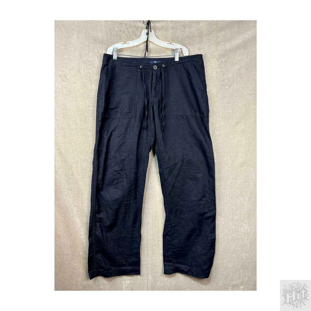 GAP Women's Wide Leg Linin Casual Pants with Drawstring Waist, Size 6R, Black