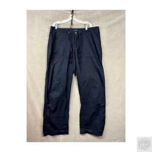 GAP Women's Wide Leg Linin Casual Pants with Drawstring Waist, Size 6R, Black 1