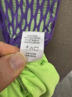 Fashion Nova Dress Womens XL Purple Green Mesh Cutout Bodycon Maxi Pre-Owned Exc 4