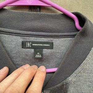 INC International Concepts Jacket Mens XL Gray Bomber Full Zip Colorblock Knit 4