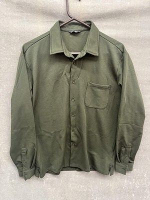Coofandy Mens Medium Green Long Sleeve Button Up Shirt Polyester Casual Pre-Owne 1