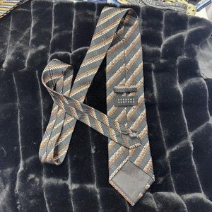 Bergamo New York Mens Silk Necktie Checkered Striped Pre-Owned Good Condition 2