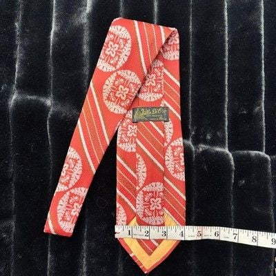 Villa Di Oro Vintage Mens Tie Floral Stripe 70s Retro Pre-Owned Made Italy