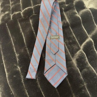 Richman Brothers Vintage Mens Necktie Blue Red Diagonal Striped Pre-Owned