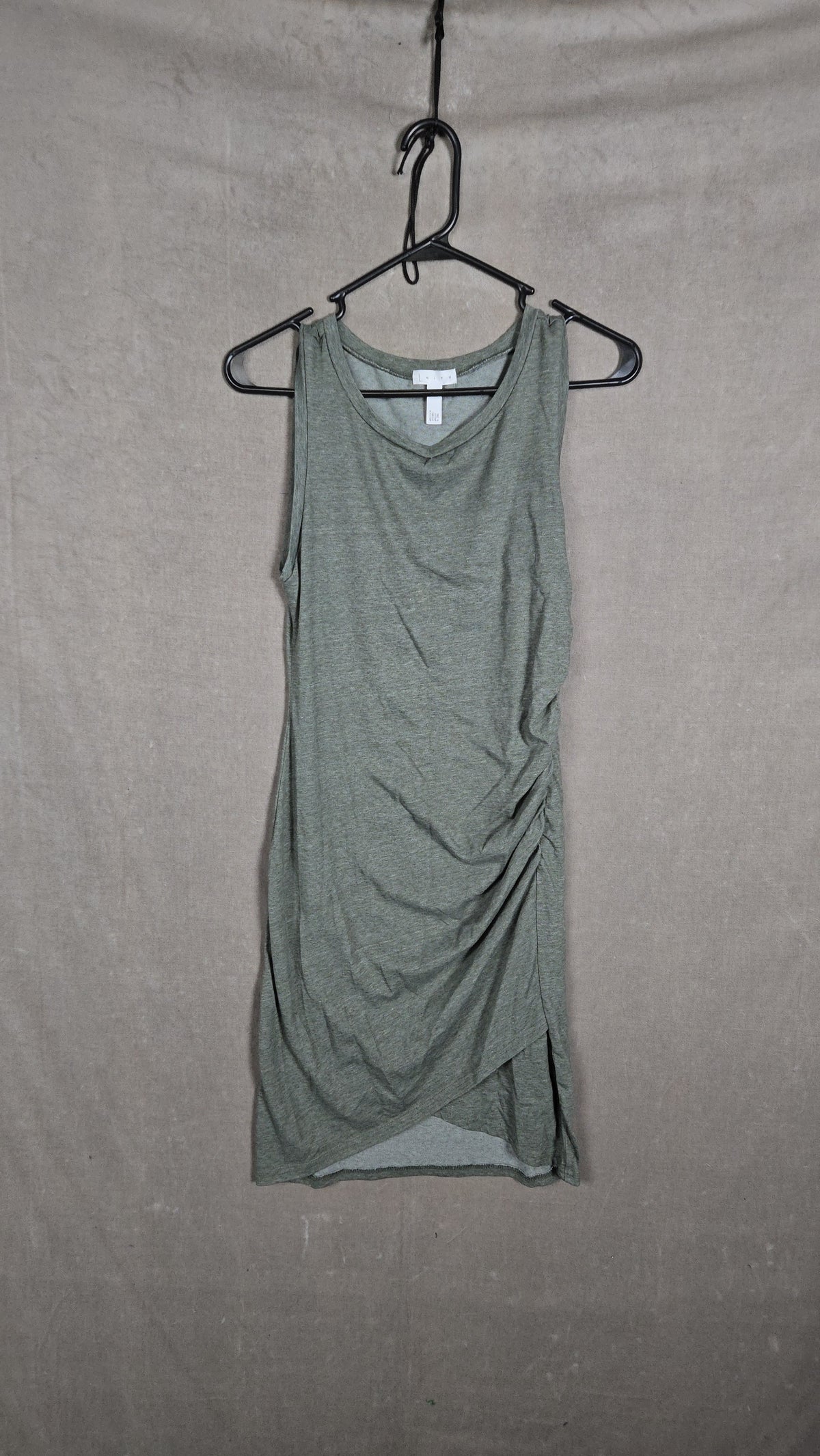 Leith Women's Olive Green Ruched Asymmetrical Tank Dress Size M