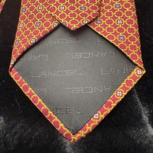 Lancel Silk Tie Mens Classic Formal Geometric Pattern Paris 18279 Made in France 3