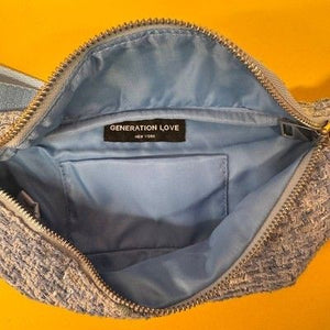 Generation Love New York Light Blue Tweed Fanny Pack Belt Bag Silver Hardware 3