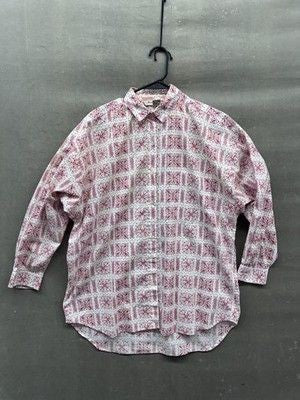Alyssa Brooke Shirt Womens 2XL White Red Paisley Print Button Up Long Sleeve Top 3