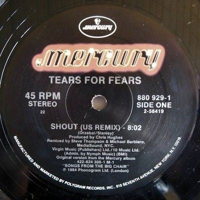 Tears For Fears Shout 12" Vinyl Record