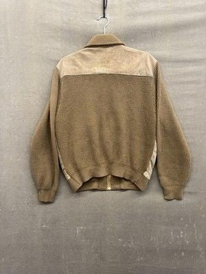 Vintage The Fair Jacket Mens Medium Brown Leather Knit Bomber Korea 80s 90s 4