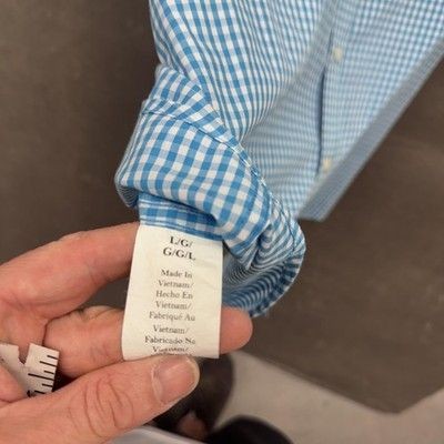 Penguin Munsingwear Shirt Mens Large Blue Gingham Check Button Down Classic Fit
