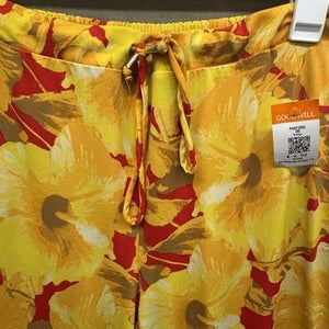 New York & Company Pants Womens 2XL Yellow Orange Floral Wide Leg Lounge Beach 2