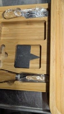 Bamboo Cheese Board and Knife Gift Set, Charcuterie Tray Wood Cutting Board 2