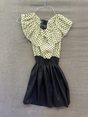 Finejo Dress Womens Medium Black Polka Dot Ruffle Off Shoulder Retro Party Chic 2