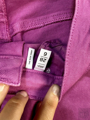 LOFT Women Pants Purple Wide-Leg Denim Size 28 Used Good Condition Frayed Hem 2