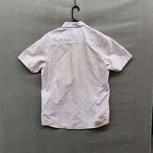 SQWEAR Shirt Mens Large Orange Blue Geometric Short Sleeve Button Up Polyester 4