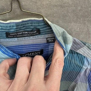 Equipment Shirt Mens Medium Blue Plaid Short Sleeve Button Up 100% Cotton Casual 2