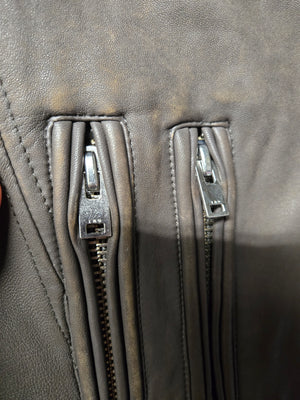 IRO Han Leather Moto Biker Jacket Distressed Gray Asymmetric Zip Women's Size 40 2