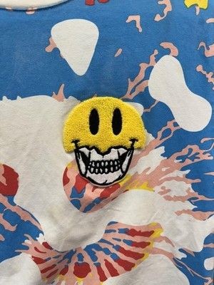 Makobi Shirt Mens XL Multicolor Smiley Face Graphic Embroidered Streetwear Tee 1