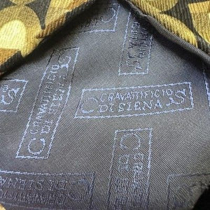 Cravattificio Di Siena Tie Mens Brown Gold Silk Geometric Made Italy 4 Inch Wide 4