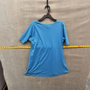 LuLaRoe Shirt Womens XXS Blue Scoop Neck Swing Tunic Short Sleeve A-Line Knit 5